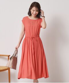 ITS'DEMO / イッツデモ ミニ丈・ひざ丈ワンピース | 【さらりタッチ／手洗い可】強撚スラブブラウジングワンピース