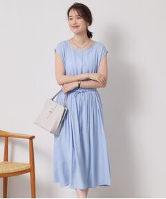 ITS'DEMO / イッツデモ ミニ丈・ひざ丈ワンピース | 【さらりタッチ／手洗い可】強撚スラブブラウジングワンピース