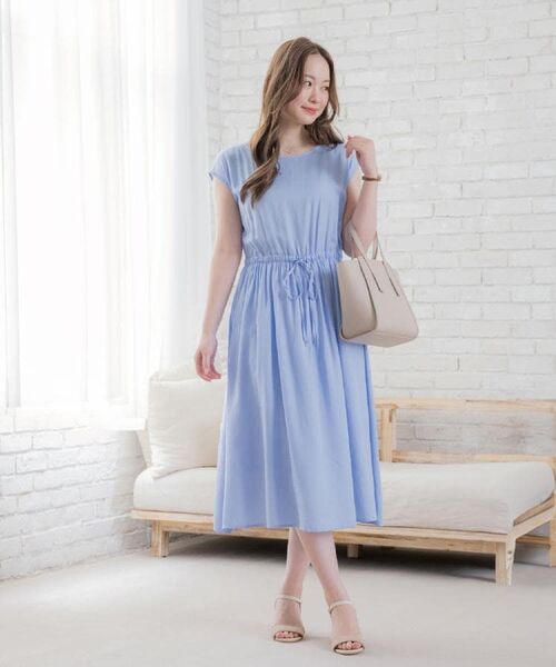 ITS'DEMO / イッツデモ ミニ丈・ひざ丈ワンピース | 【さらりタッチ／手洗い可】強撚スラブブラウジングワンピース | 詳細1