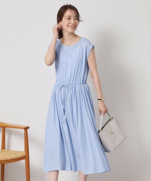 ITS'DEMO / イッツデモ ミニ丈・ひざ丈ワンピース | 【さらりタッチ／手洗い可】強撚スラブブラウジングワンピース | 詳細11