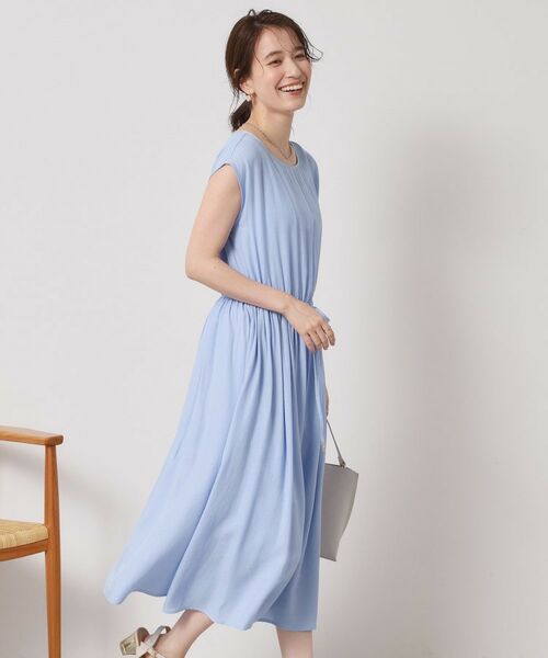 ITS'DEMO / イッツデモ ミニ丈・ひざ丈ワンピース | 【さらりタッチ／手洗い可】強撚スラブブラウジングワンピース | 詳細12