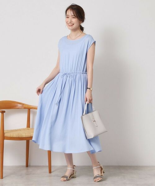ITS'DEMO / イッツデモ ミニ丈・ひざ丈ワンピース | 【さらりタッチ／手洗い可】強撚スラブブラウジングワンピース | 詳細13