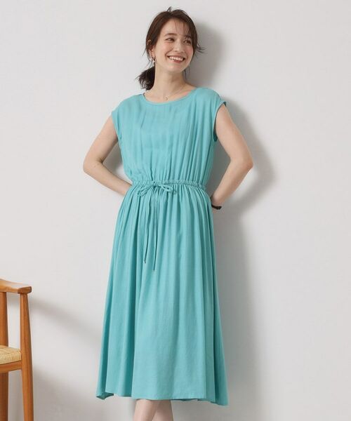 ITS'DEMO / イッツデモ ミニ丈・ひざ丈ワンピース | 【さらりタッチ／手洗い可】強撚スラブブラウジングワンピース | 詳細15