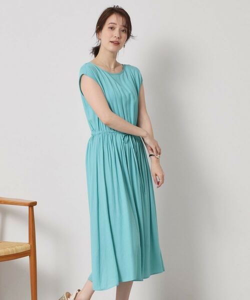 ITS'DEMO / イッツデモ ミニ丈・ひざ丈ワンピース | 【さらりタッチ／手洗い可】強撚スラブブラウジングワンピース | 詳細16