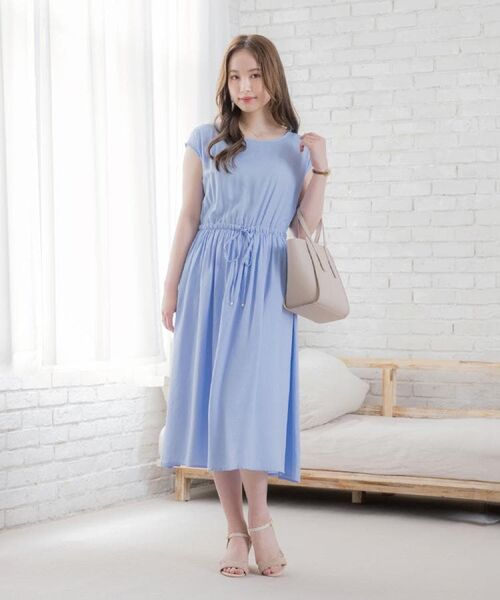 ITS'DEMO / イッツデモ ミニ丈・ひざ丈ワンピース | 【さらりタッチ／手洗い可】強撚スラブブラウジングワンピース | 詳細2