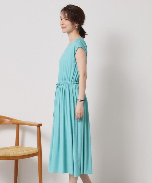 ITS'DEMO / イッツデモ ミニ丈・ひざ丈ワンピース | 【さらりタッチ／手洗い可】強撚スラブブラウジングワンピース | 詳細20