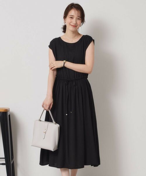 ITS'DEMO / イッツデモ ミニ丈・ひざ丈ワンピース | 【さらりタッチ／手洗い可】強撚スラブブラウジングワンピース | 詳細3