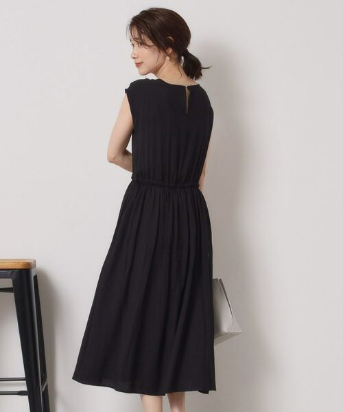 ITS'DEMO / イッツデモ ミニ丈・ひざ丈ワンピース | 【さらりタッチ／手洗い可】強撚スラブブラウジングワンピース | 詳細4