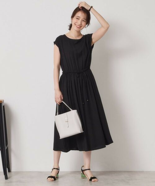 ITS'DEMO / イッツデモ ミニ丈・ひざ丈ワンピース | 【さらりタッチ／手洗い可】強撚スラブブラウジングワンピース | 詳細5