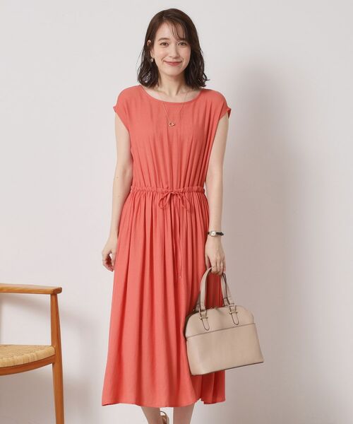 ITS'DEMO / イッツデモ ミニ丈・ひざ丈ワンピース | 【さらりタッチ／手洗い可】強撚スラブブラウジングワンピース | 詳細7