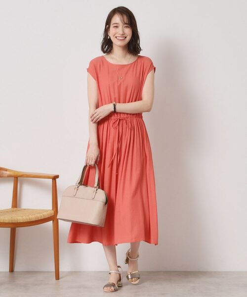 ITS'DEMO / イッツデモ ミニ丈・ひざ丈ワンピース | 【さらりタッチ／手洗い可】強撚スラブブラウジングワンピース | 詳細9