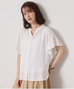 ITS'DEMO / イッツデモ シャツ・ブラウス | 【接触冷感／羽織にも／手洗い可】強撚スラブフリル袖ブラウス