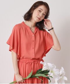 ITS'DEMO / イッツデモ シャツ・ブラウス | 【接触冷感／羽織にも／手洗い可】強撚スラブフリル袖ブラウス