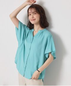 ITS'DEMO / イッツデモ シャツ・ブラウス | 【接触冷感／羽織にも／手洗い可】強撚スラブフリル袖ブラウス