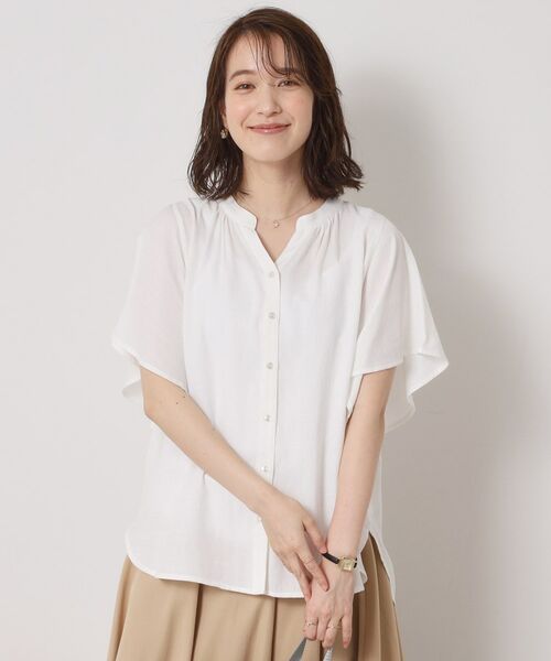 ITS'DEMO / イッツデモ シャツ・ブラウス | 【接触冷感／羽織にも／手洗い可】強撚スラブフリル袖ブラウス | 詳細4