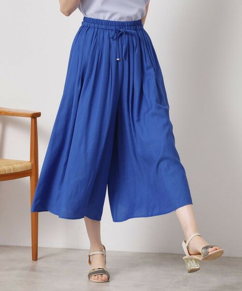 ITS'DEMO / イッツデモ ショート・ハーフ・半端丈パンツ | 【さらりタッチ／ウエストゴム／手洗い可】強撚スラブスカーチョ | 詳細9