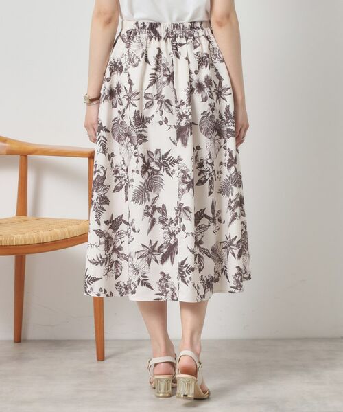 ITS'DEMO / イッツデモ スカート | 【清涼感／ウエスト後ろゴム／手洗い可】麻調花柄タックスカート | 詳細15