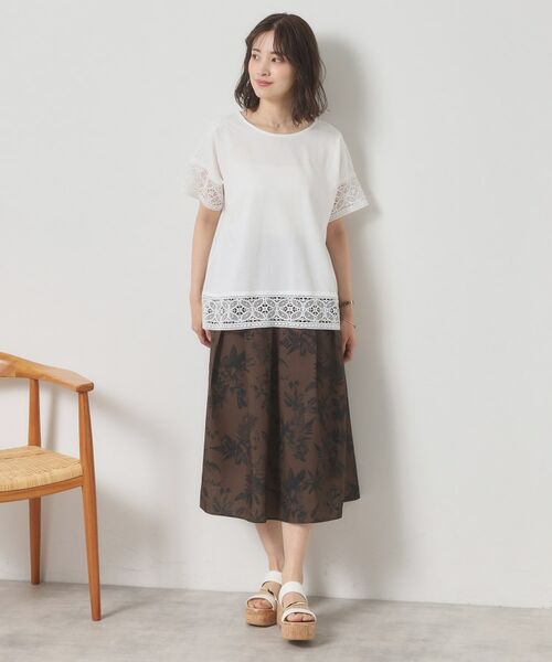 ITS'DEMO / イッツデモ スカート | 【清涼感／ウエスト後ろゴム／手洗い可】麻調花柄タックスカート | 詳細2