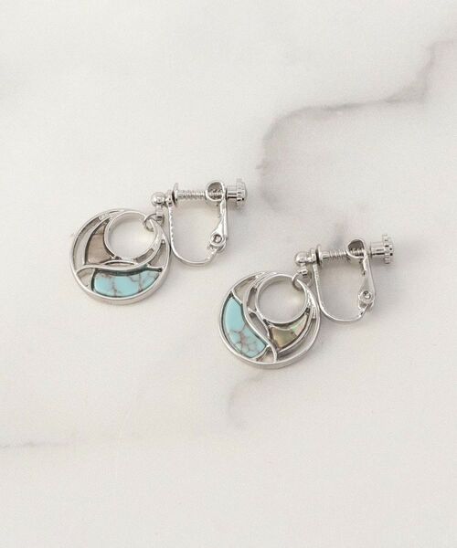 ITS'DEMO / イッツデモ ピアス・イヤリング | 透かしターコイズカラーイヤリング | 詳細1