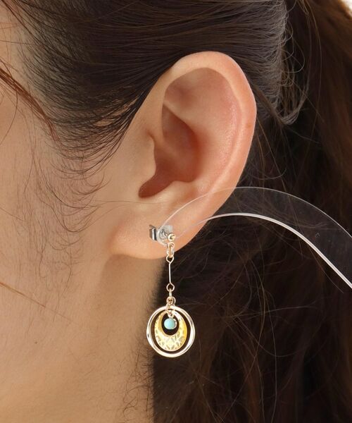 ITS'DEMO / イッツデモ ピアス・イヤリング | 透かしターコイズカラー揺れピアス | 詳細4