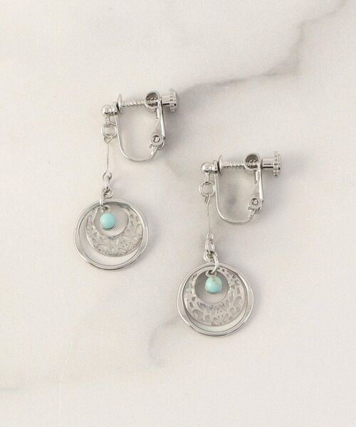 ITS'DEMO / イッツデモ ピアス・イヤリング | 透かしターコイズカラー揺れイヤリング | 詳細1