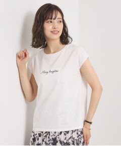 ITS'DEMO / イッツデモ Tシャツ | 【接触冷感／洗濯機OK】刺繍×パール調ロゴフレンチT
