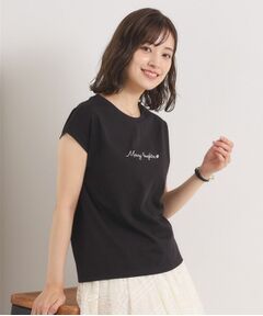 ITS'DEMO / イッツデモ Tシャツ | 【接触冷感／洗濯機OK】刺繍×パール調ロゴフレンチT