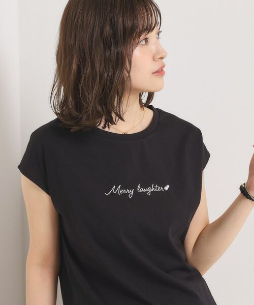 ITS'DEMO / イッツデモ Tシャツ | 【接触冷感／洗濯機OK】刺繍×パール調ロゴフレンチT | 詳細1