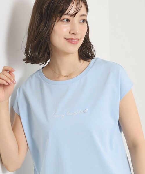 ITS'DEMO / イッツデモ Tシャツ | 【接触冷感／洗濯機OK】刺繍×パール調ロゴフレンチT | 詳細5