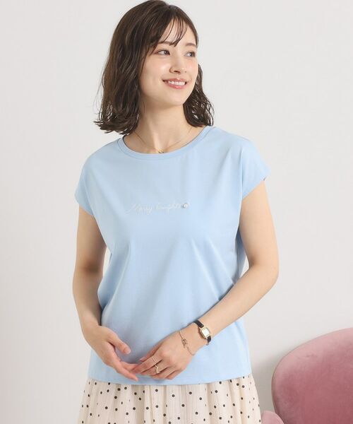 ITS'DEMO / イッツデモ Tシャツ | 【接触冷感／洗濯機OK】刺繍×パール調ロゴフレンチT | 詳細6