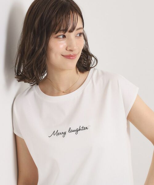 ITS'DEMO / イッツデモ Tシャツ | 【接触冷感／洗濯機OK】刺繍×パール調ロゴフレンチT | 詳細9