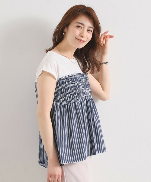 ITS'DEMO / イッツデモ カットソー | 【手洗い可】ストライプビスチェ風トップス | 詳細10