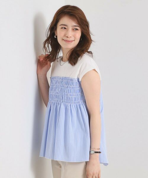 ITS'DEMO / イッツデモ カットソー | 【手洗い可】ストライプビスチェ風トップス | 詳細2