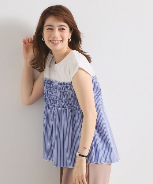 ITS'DEMO / イッツデモ カットソー | 【手洗い可】ストライプビスチェ風トップス | 詳細6