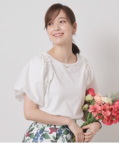 ITS'DEMO / イッツデモ カットソー | 【手洗い可】パール調飾り付きパフ袖プルオーバー