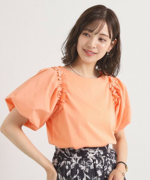 ITS'DEMO / イッツデモ カットソー | 【手洗い可】パール調飾り付きパフ袖プルオーバー | 詳細13