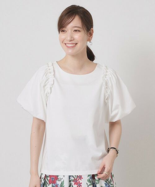 ITS'DEMO / イッツデモ カットソー | 【手洗い可】パール調飾り付きパフ袖プルオーバー | 詳細17