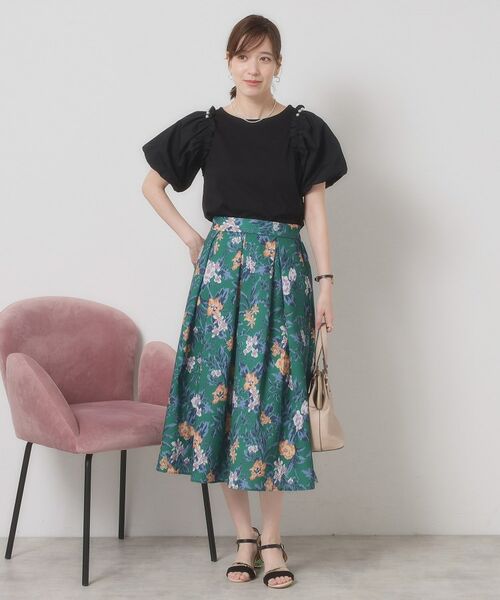 ITS'DEMO / イッツデモ カットソー | 【手洗い可】パール調飾り付きパフ袖プルオーバー | 詳細3