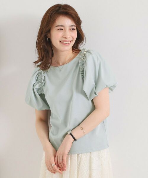 ITS'DEMO / イッツデモ カットソー | 【手洗い可】パール調飾り付きパフ袖プルオーバー | 詳細9