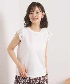 ITS'DEMO / イッツデモ カットソー | 【手洗い可】袖レースポンチプルオーバー