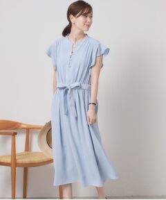 ITS'DEMO / イッツデモ ミニ丈・ひざ丈ワンピース | 【手洗い可】フリル袖ブラウジングワンピース