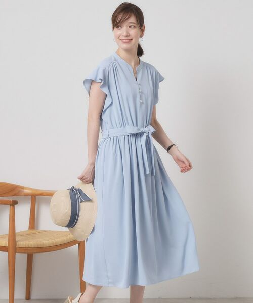 ITS'DEMO / イッツデモ ミニ丈・ひざ丈ワンピース | 【手洗い可】フリル袖ブラウジングワンピース | 詳細2