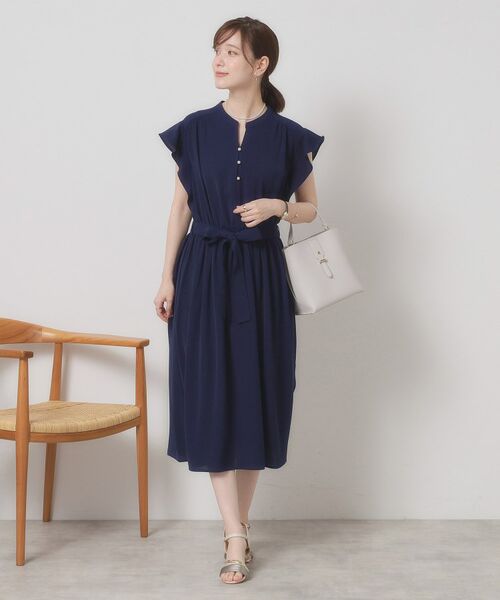 ITS'DEMO / イッツデモ ミニ丈・ひざ丈ワンピース | 【手洗い可】フリル袖ブラウジングワンピース | 詳細7