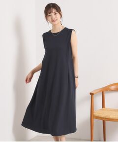 ITS'DEMO / イッツデモ ロング・マキシ丈ワンピース | 【UVカット／速乾／冷感／洗濯機OK／洗濯後しわになりにくい】麻調ストレッチ肩タックワンピース＜ラク服シリーズ＞