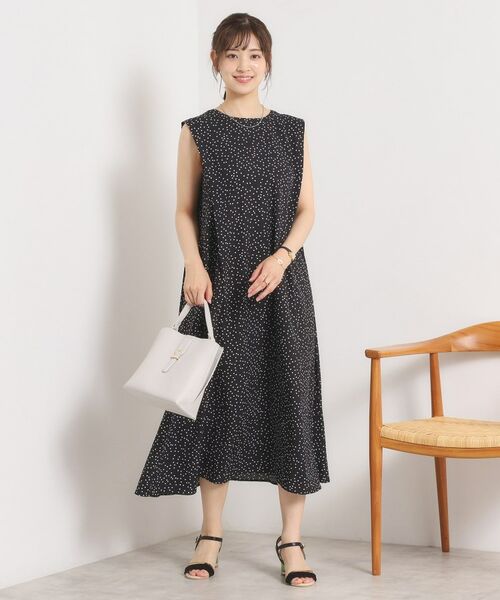 ITS'DEMO / イッツデモ ロング・マキシ丈ワンピース | 【UVカット／速乾／冷感／洗濯機OK／洗濯後しわになりにくい】麻調ストレッチ肩タックワンピース＜ラク服シリーズ＞ | 詳細11