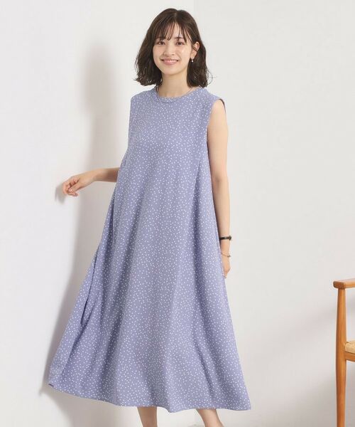 ITS'DEMO / イッツデモ ロング・マキシ丈ワンピース | 【UVカット／速乾／冷感／洗濯機OK／洗濯後しわになりにくい】麻調ストレッチ肩タックワンピース＜ラク服シリーズ＞ | 詳細14