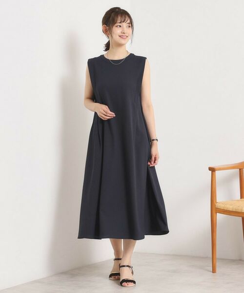 ITS'DEMO / イッツデモ ロング・マキシ丈ワンピース | 【UVカット／速乾／冷感／洗濯機OK／洗濯後しわになりにくい】麻調ストレッチ肩タックワンピース＜ラク服シリーズ＞ | 詳細3