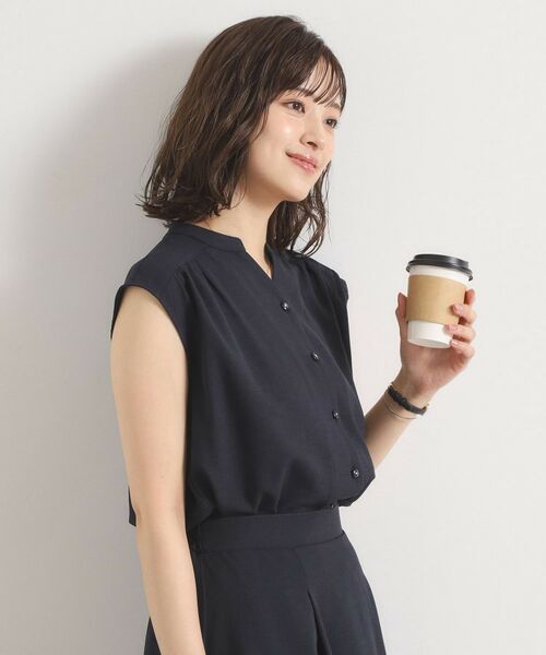 ITS'DEMO / イッツデモ シャツ・ブラウス | 【UVカット／速乾／冷感／洗濯機OK／洗濯後しわになりにくい】麻調ストレッチ前開きブラウス＜ラク服シリーズ＞ | 詳細1