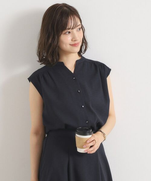 ITS'DEMO / イッツデモ シャツ・ブラウス | 【UVカット／速乾／冷感／洗濯機OK／洗濯後しわになりにくい】麻調ストレッチ前開きブラウス＜ラク服シリーズ＞ | 詳細2