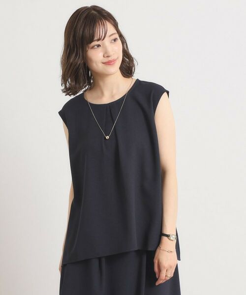 ITS'DEMO / イッツデモ シャツ・ブラウス | 【UVカット／速乾／冷感／洗濯機OK／洗濯後しわになりにくい】麻調ストレッチタックブラウス＜ラク服シリーズ＞ | 詳細1